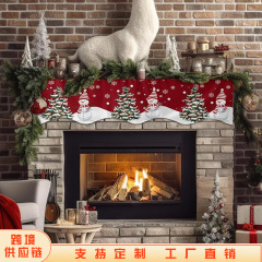 文达跨境冬日圣诞壁炉围巾 家居装饰 适用于圣诞节感恩节冬雪主题
