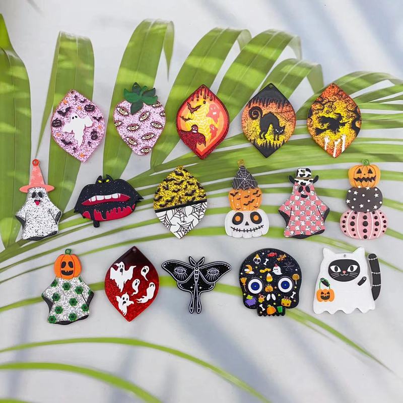 新型アクリルレリーフ幽霊かぼちゃハロウィーンシリーズペンダントDIYキーホルダーペンダントアクセサリー|undefined