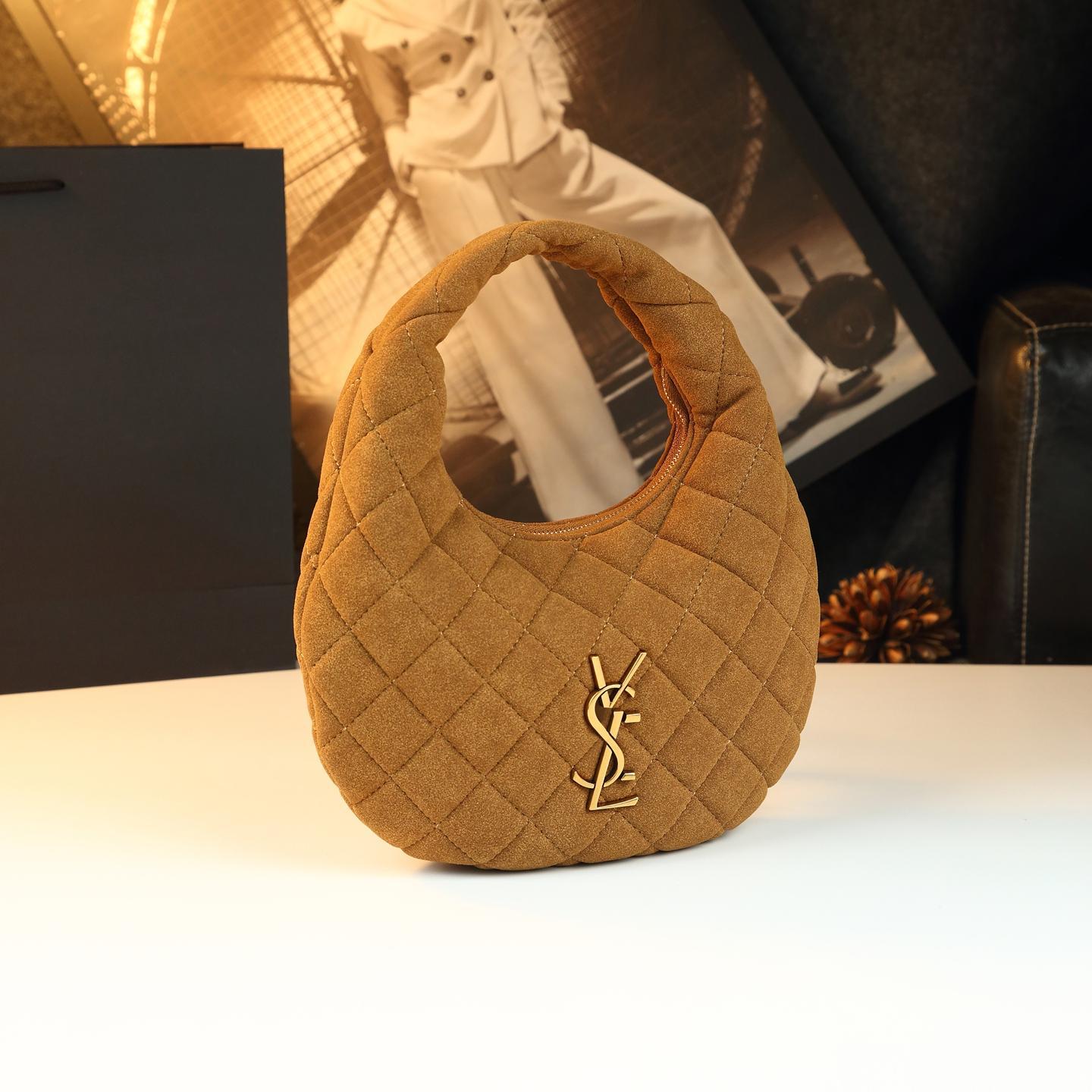 Túi xách nữ hình lưỡi liềm da thật phong cách vintage — cà phê đá, màu nâu mờ, Mẫu cừu màu đen, Họa tiết cừu màu đỏ tía