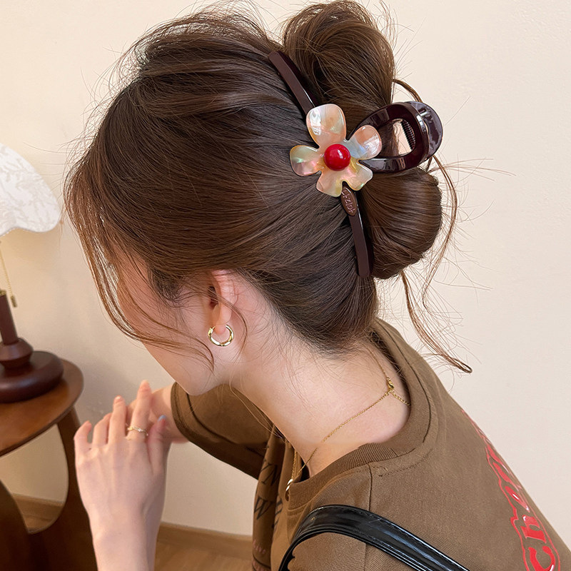 (대형 컬러풀 아세테이트 플라워 클립