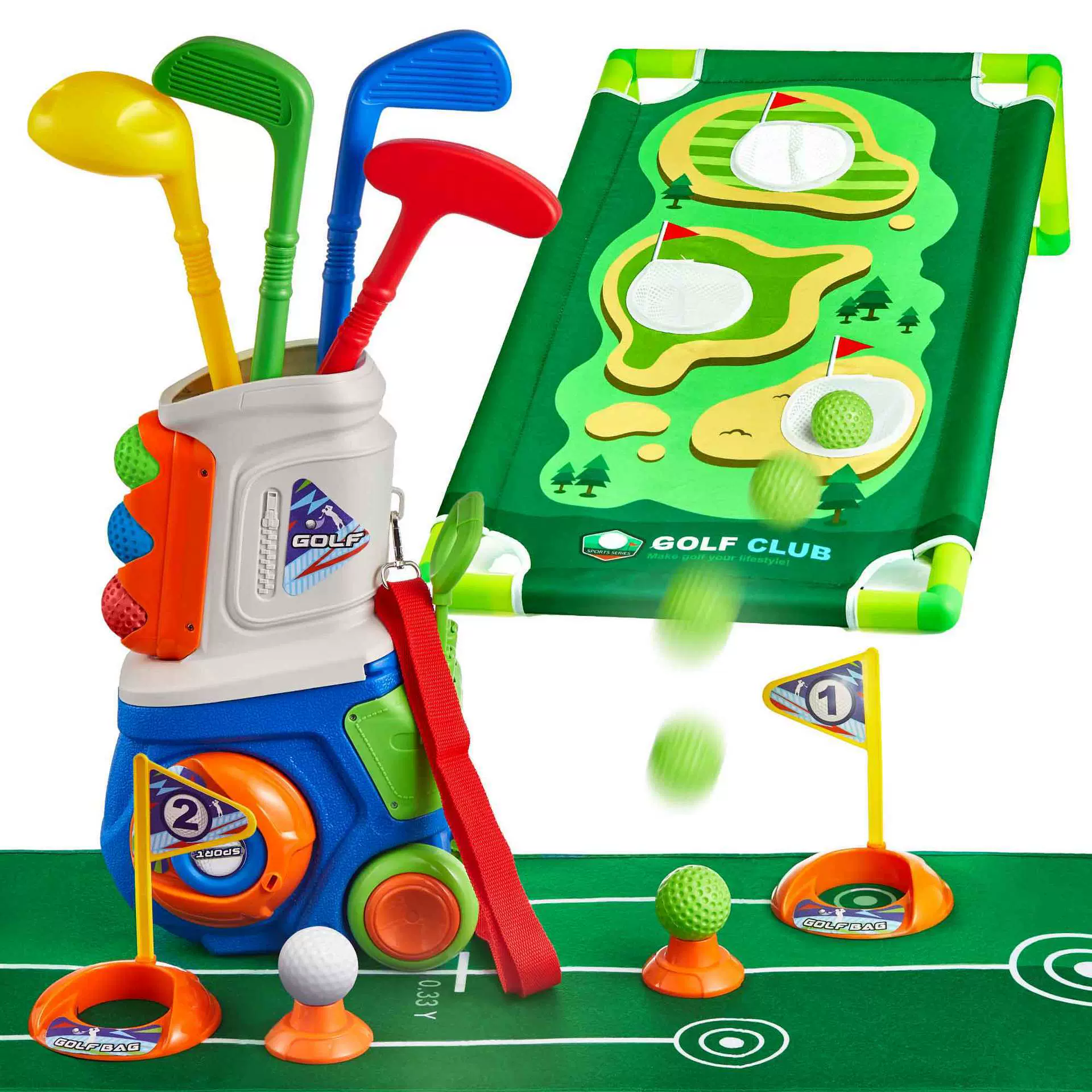 跨境高尔夫套装亲子互动游戏类球类手推箱户外休闲运动男女孩玩具