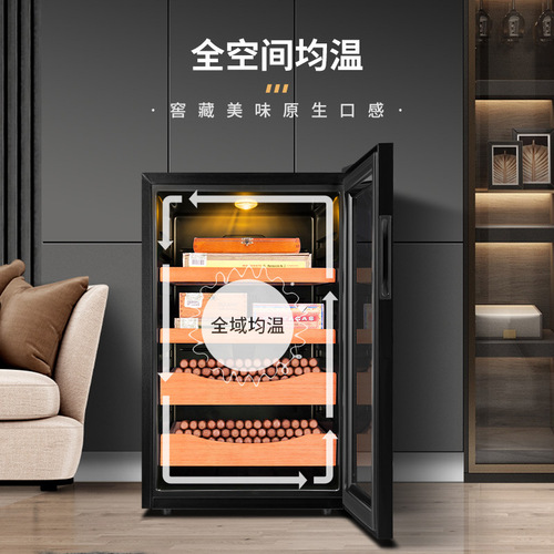Qilong 65C Temperature-Controlled Humidified Cigar Cabinet Mini Small Home Cedar Wood Electronic Wine Cabinet Cigar Cabinet