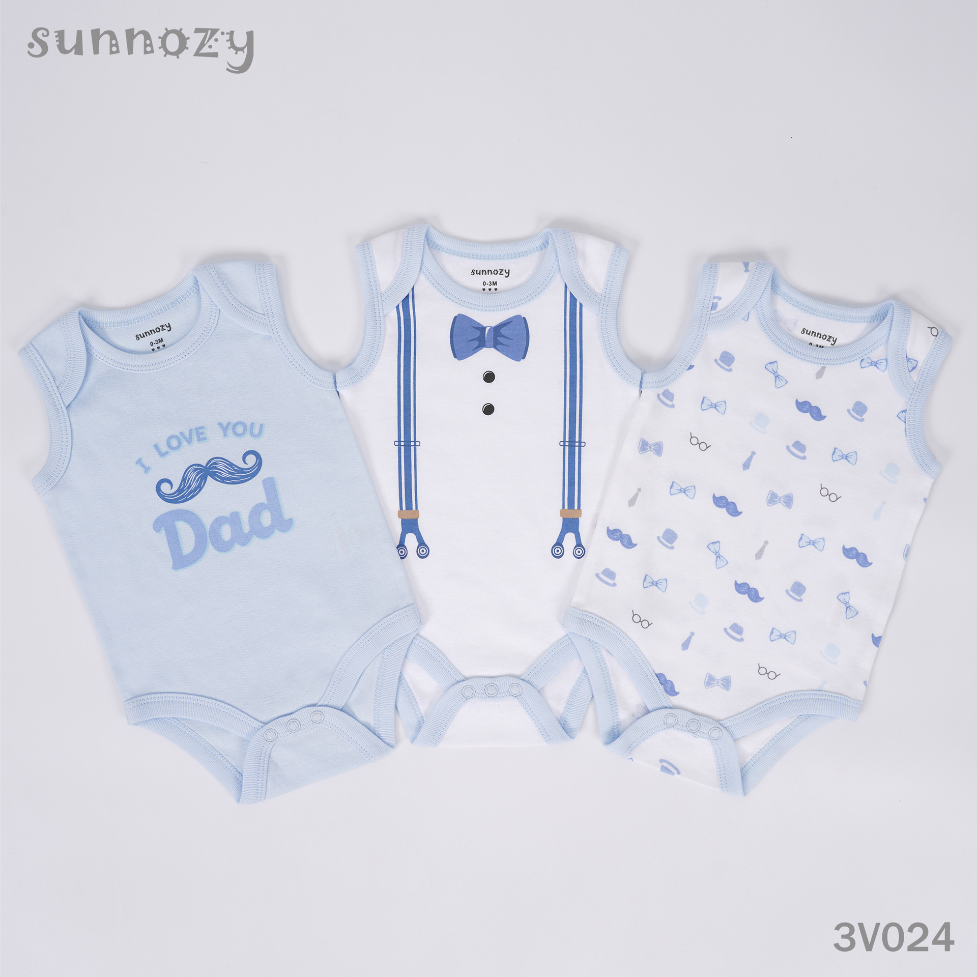 Conjunto de tres piezas de verano sin mangas para recién nacido, mono de algodón puro Clase A con estampado, venta al por mayor.