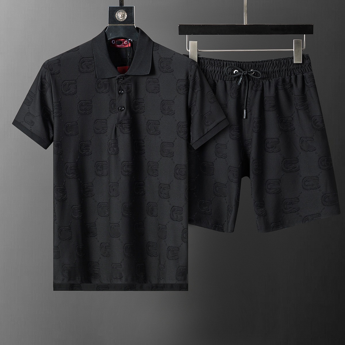 Cross-border versión correcta polo manga corta set de collar de verano clásico toalla de hombre bordado casual Europa y América explosión