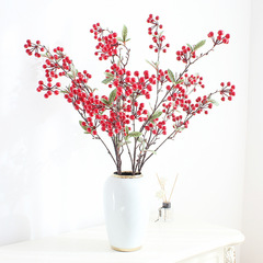 紅果發財果梧桐果仿真花假花仿真植物婚禮婚慶擺件漿果工廠批發