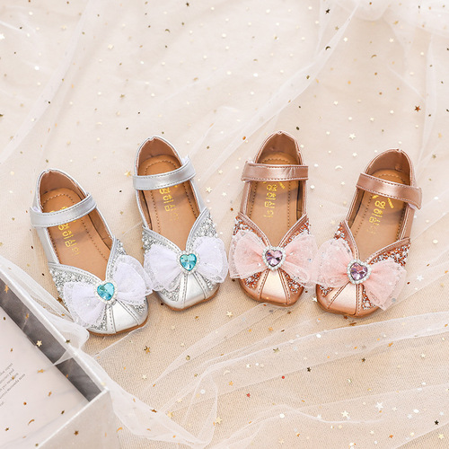 Girls 'leather shoes autumn new style children's spring and autumn soft sole single shoes little girl Aisha princess shoes crystal shoes