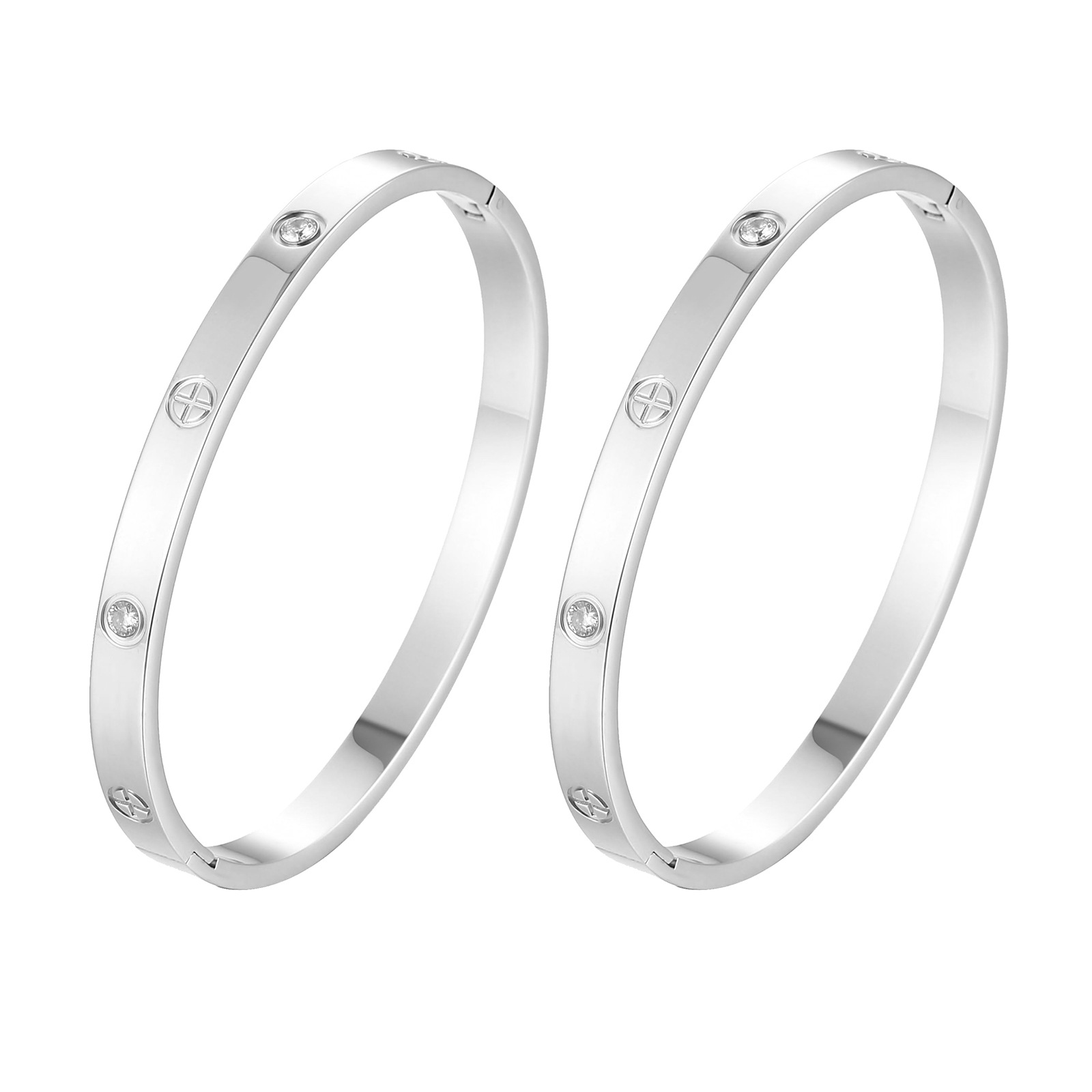 크로스 다이아몬드 팔찌 실버