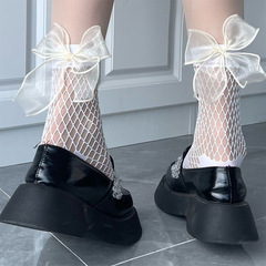漁網襪絲襪女性感蘿莉鏤空短襪蝴蝶結中筒襪夏季薄款JK制服短筒女
