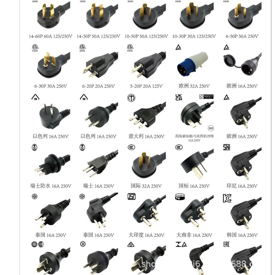 厂家供应IP54瑞士大功率插头16AEV充电桩专用配H05BZ5-F H07BZ5-F