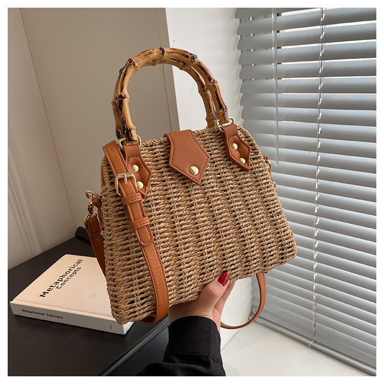 Women'S Gender Vintage Style Style Square Shape Medium Size Women's Medium Spring&summer Straw Vintage Style Handbag