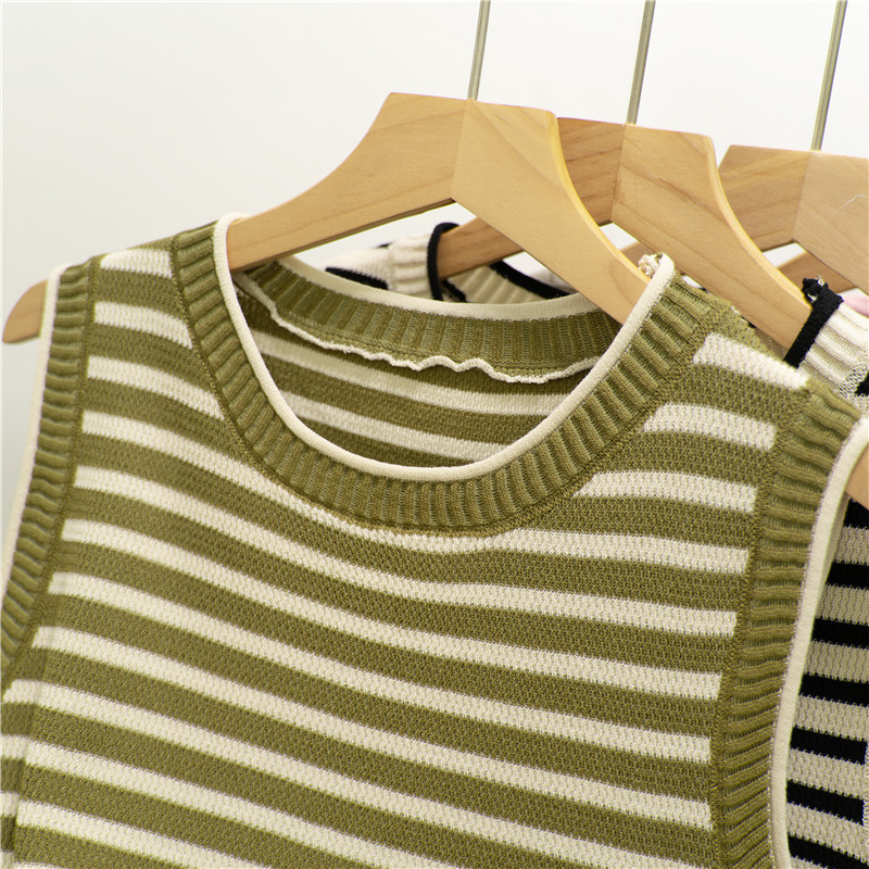商品详情图_条纹吊带背心女士夏季外穿圆领修身显瘦内搭短款无袖