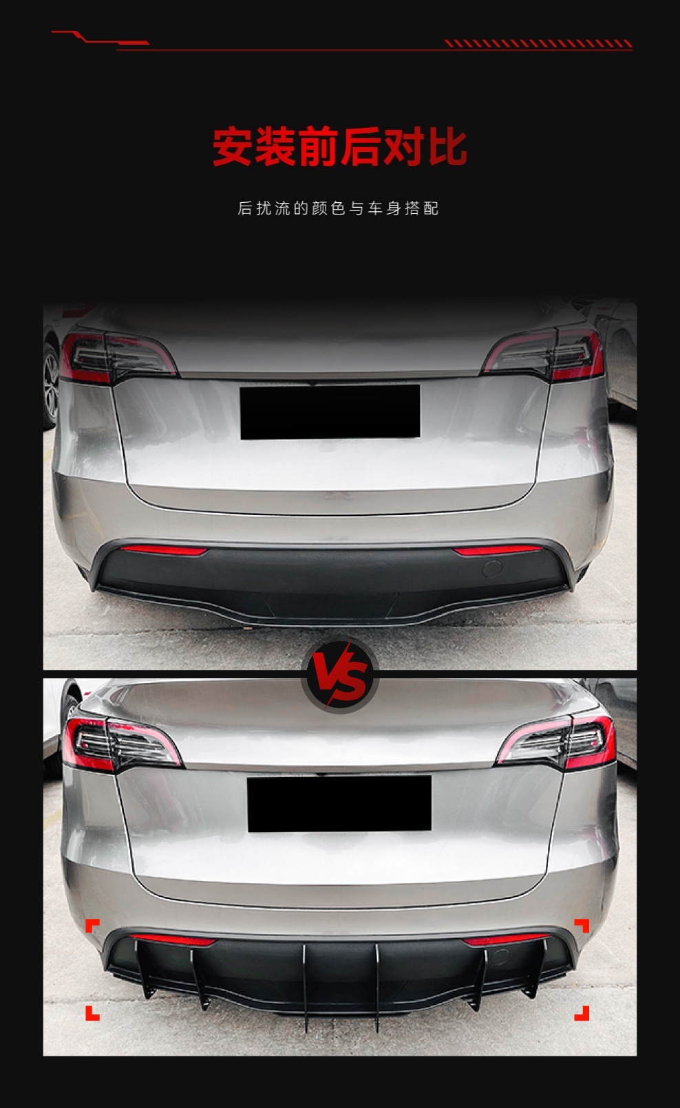 Applicable to 2019 Tesla Tesla Model Y rear bumper rear lip tail lip spoiler blade cross-border modification parts