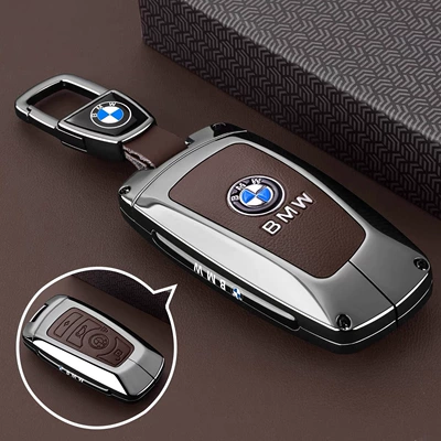 Bmw 5 Series Key Covers Static Rod/Key Bag - type-b-key-brown-leather-car-logo-buckle