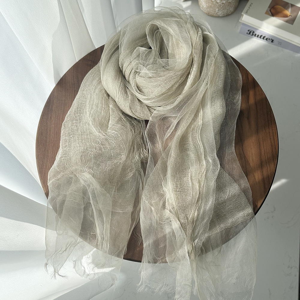 Nicho Maito diseño plano bufandas de seda de doble capa de color sólido, bufandas protector solar de mujer, bufandas de seda elegante y ligera