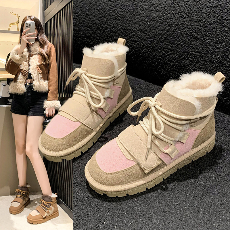 2023 Winter New Snow Boots Women's Plush Thickened Warmth High Top Bread Shoes Versatile Martin Short Boots Women's_voghion.com