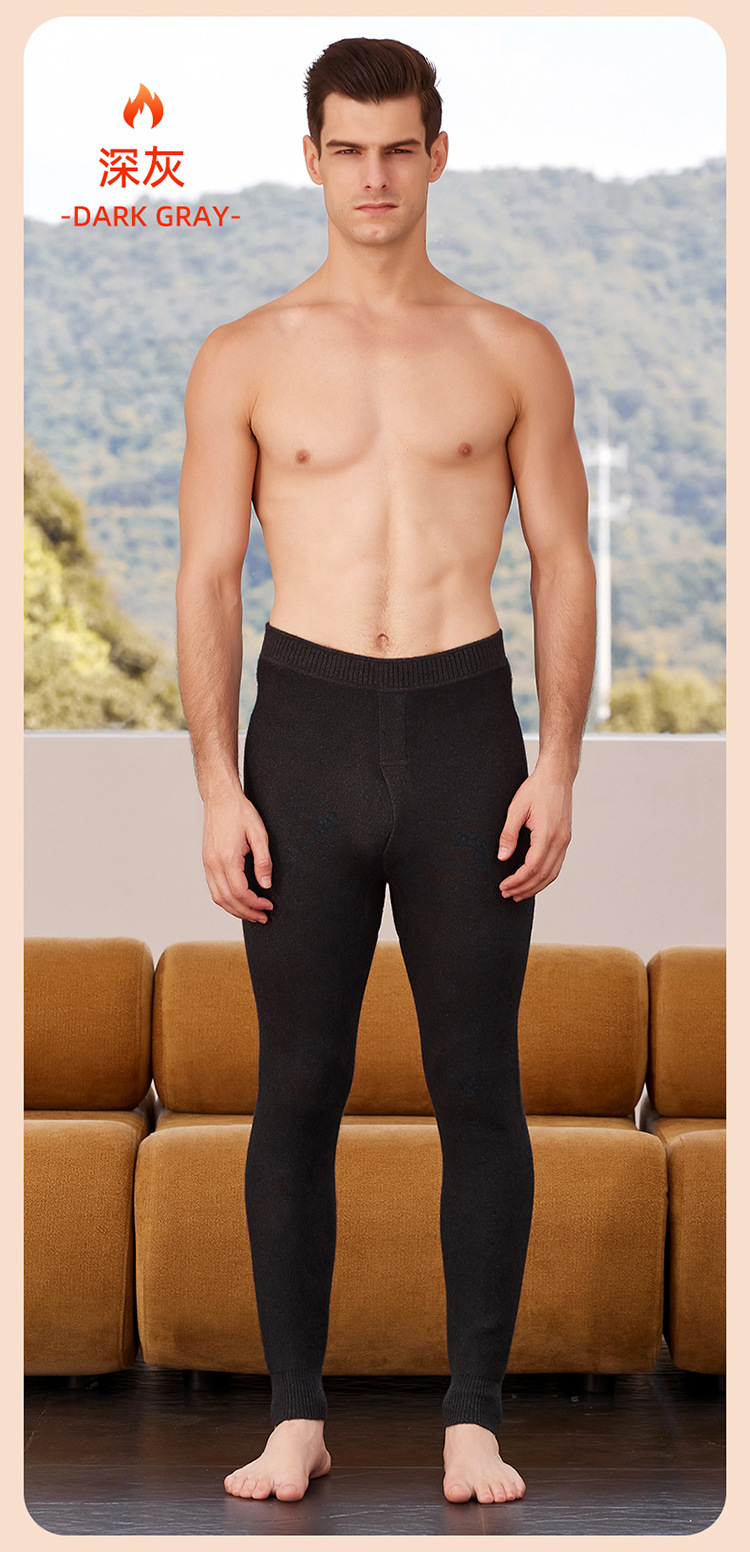 Quần cashmere nam mùa đông dày ấm, dáng ôm cao cấp — màu đỏ của nam giới chi tiết 17