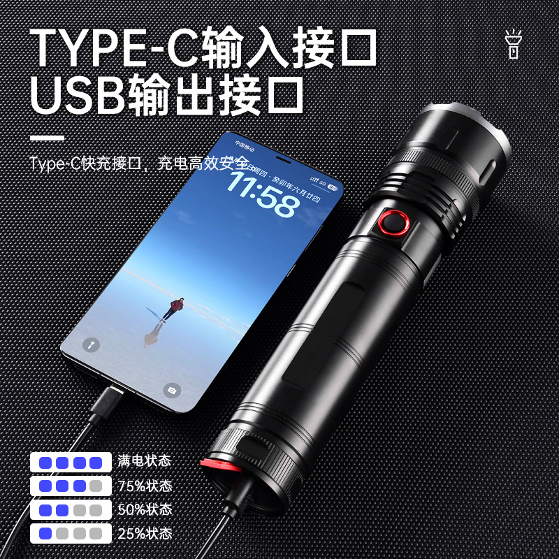 De alta potencia láser pistola linterna fuerte luz recargable zoom telescópico Super brillante de largo alcance linterna al aire libre