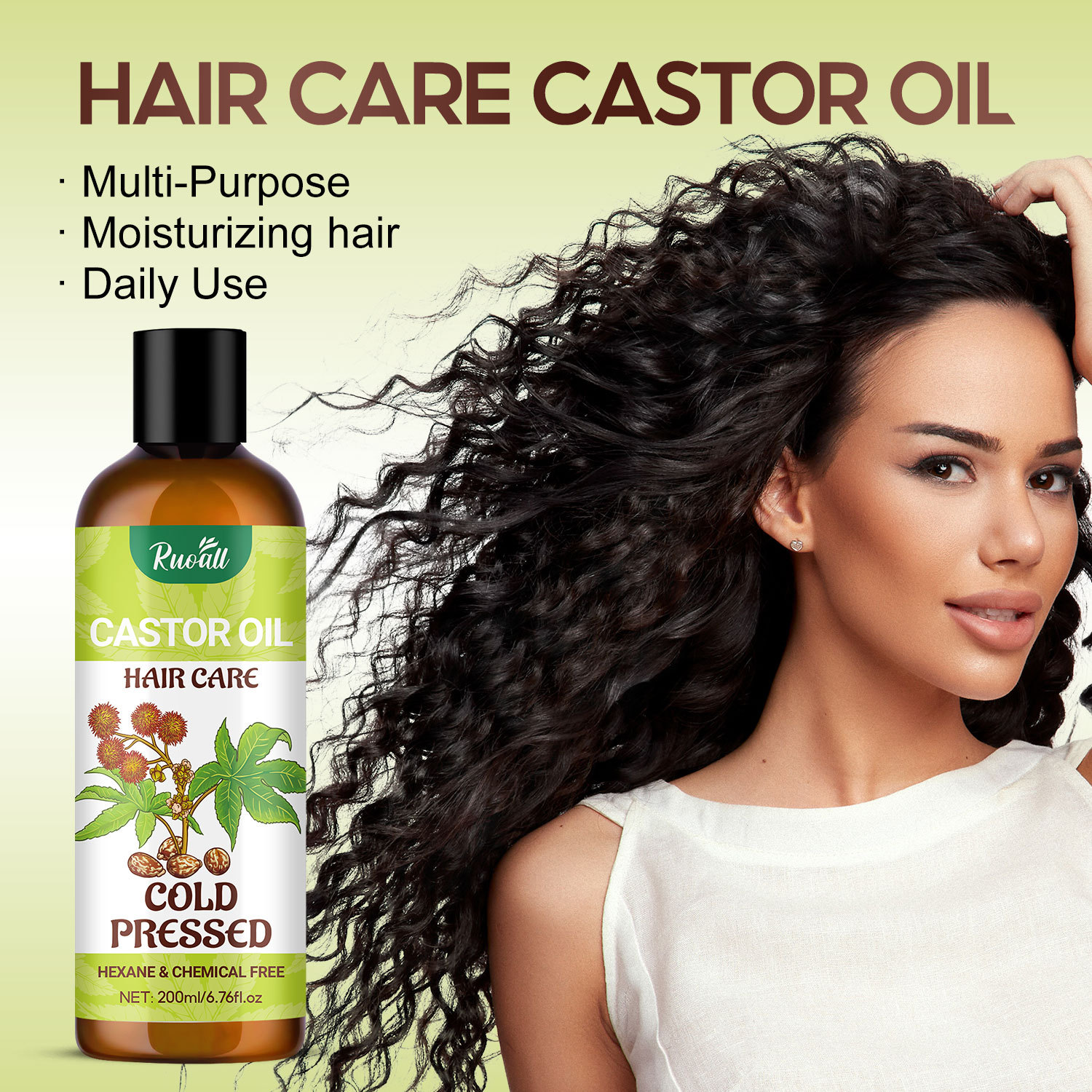 RUOALL 越境輸出専用 200ml ヘアケア ヒマシ油