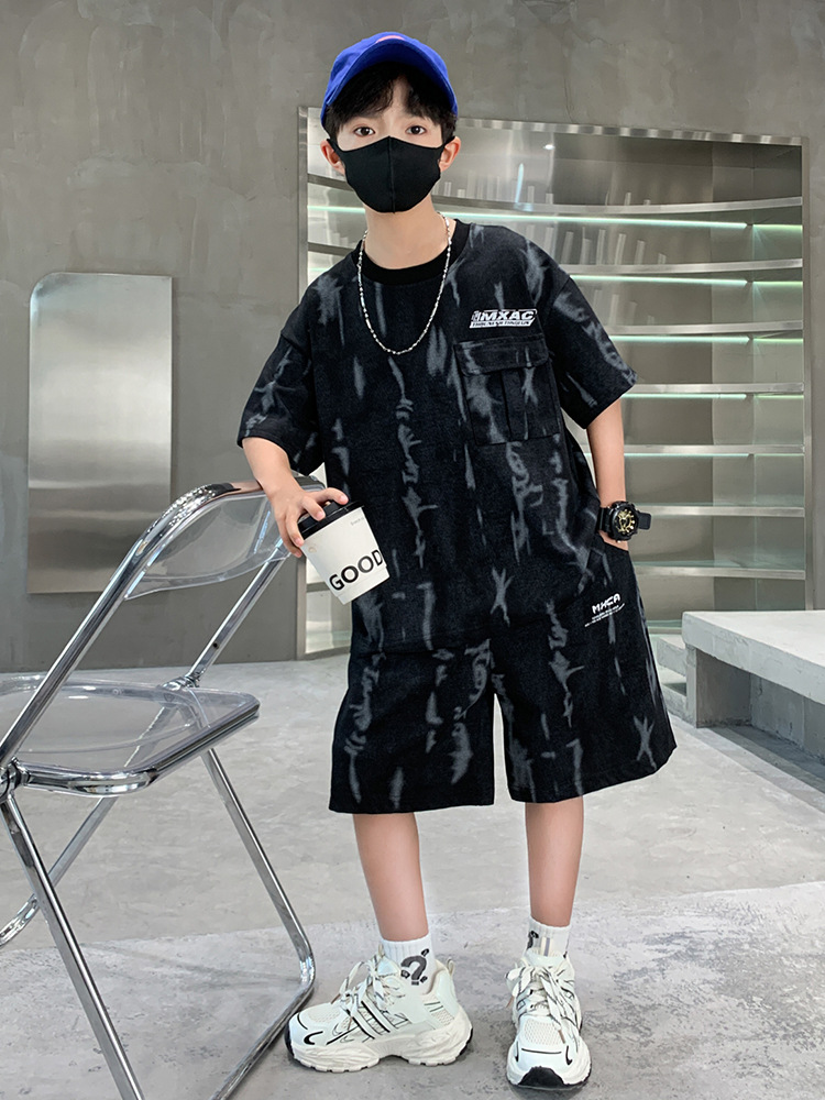 男童夏装套装2025新款夏款中大儿童男孩短袖运动痞帅气两件套批发