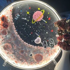 月球灯手工diy材料包 肌理画装饰氛围灯创意礼品摆件 月亮小夜灯