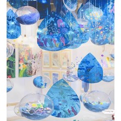 幼稚園環創吊り飾り材料水滴形PVCプラスチック片雨点形状展覧会吊り飾りDIY落書き画