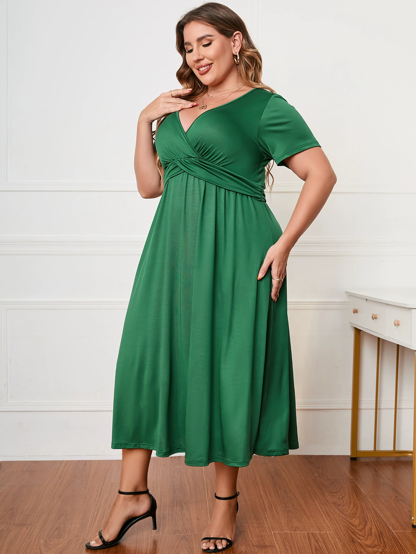 Платье, элегантная длинная юбка, европейский стиль, для импорта,_plus size_, оверсайз