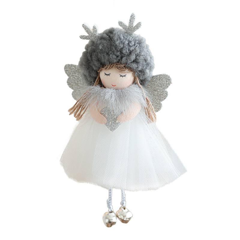 Nuevo de Navidad de peluche cuerno de ciervo ángel chica colgante árbol de Navidad colgante muñeca adorable muñeca decoración colgante