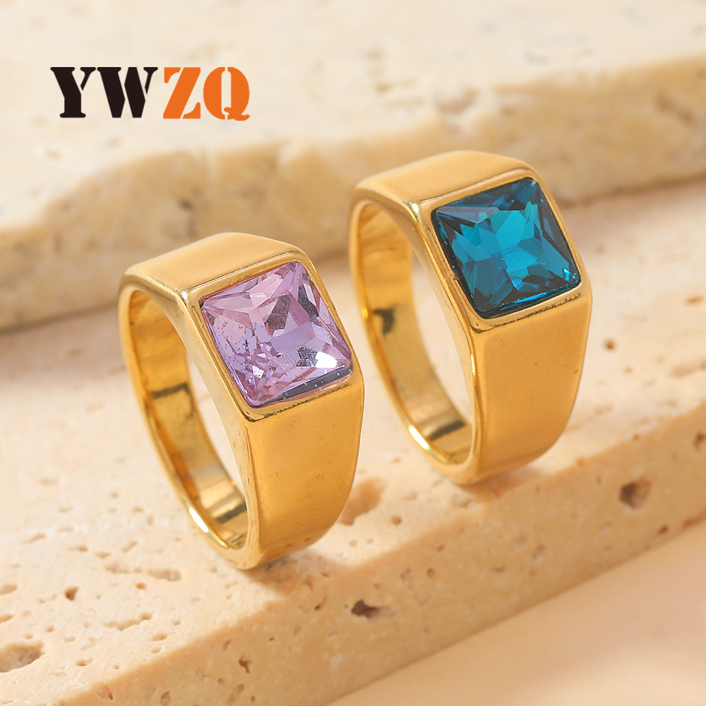 ring with stone stainless steel with zircon