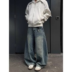 百合原宿ファッション流行流行デニム長ズボンの怠惰な新型シンプルな日系insはブランド文芸がない