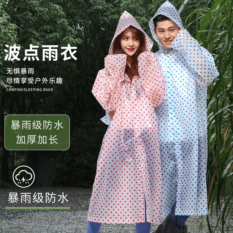 Non-Disposable Raincoat Concert Travel Portable Long Full-Body Rainproof Rain Poncho for Men and Women with Cute Polka Dots