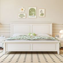 美式轻奢实木床现代简约主卧双人床1.2m白色公主床单人卧室压纹床