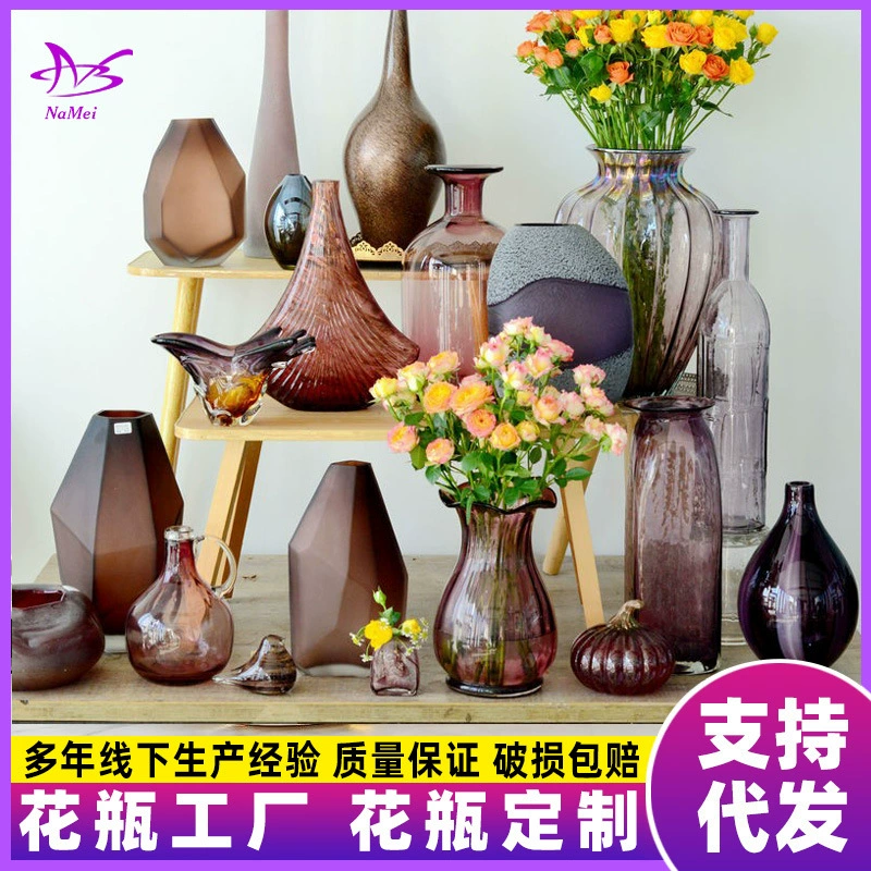 Прозрачная стеклянная ваза на заказ арт-деко вставка сушеных цветов воды культивирование внешней торговли декоративные изделия на заказ фабрика