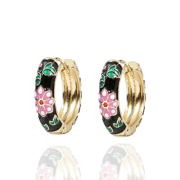 Earring new women's popular jewelry dripping oil flower flower…