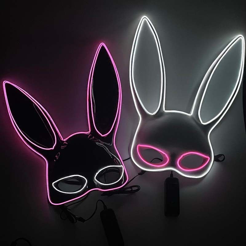 LED Bunny Girl Bar Show Bungee media cara máscara de conejo mascarada LED Halloween accesorios luminosos
