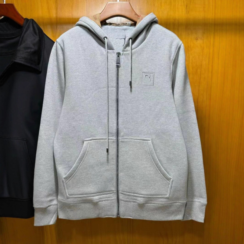 内里双层布加厚方框B绣花男士连帽开衫拉链卫衣men hoody|undefined