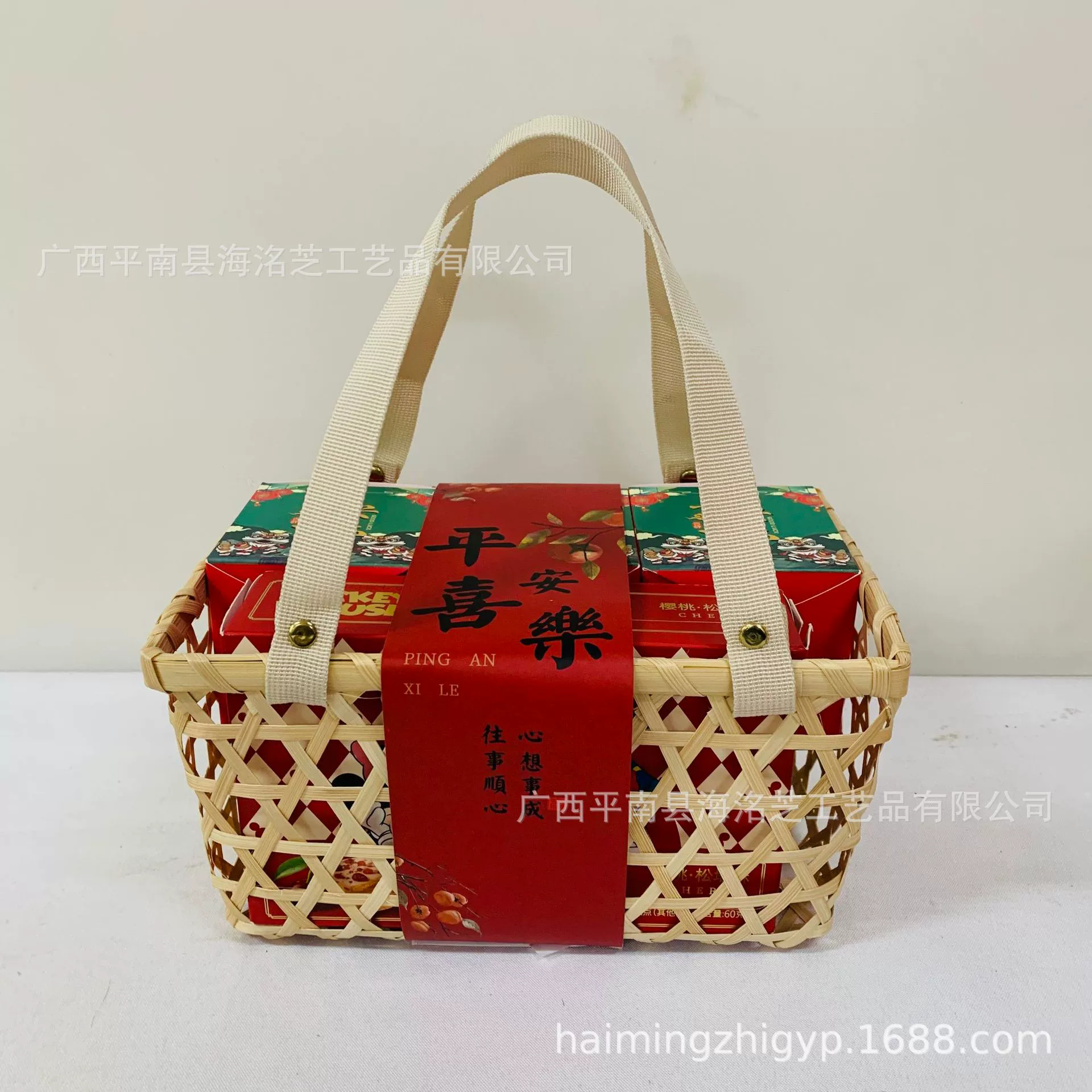 Новогодняя упаковочная коробка, подарочная коробка, печенье, орехи, новогодняя выпечка 2025, изящная подарочная корзина из бамбука производителя