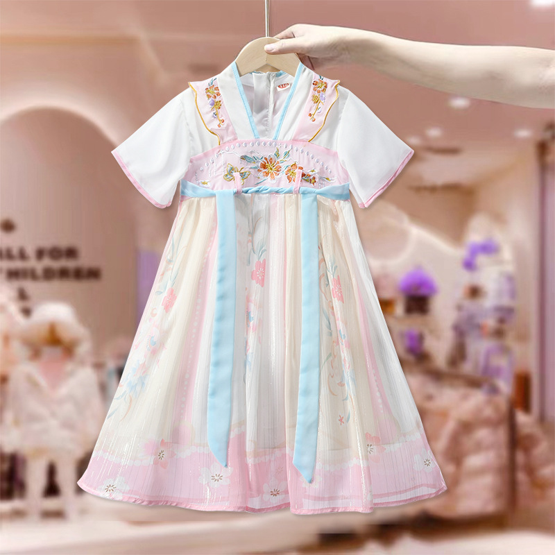 女童古装汉服连衣裙夏装公主裙2025新款夏季女孩六一儿童表演服装