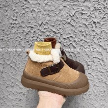 儿童雪地靴中大童棉鞋2025冬新款男童鞋二棉加绒鞋真皮女童勃肯鞋