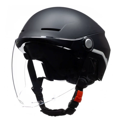 Motosiklet kaskı (dəbilqə): helmet electric car women's summer - matte-black-with-long-transparent