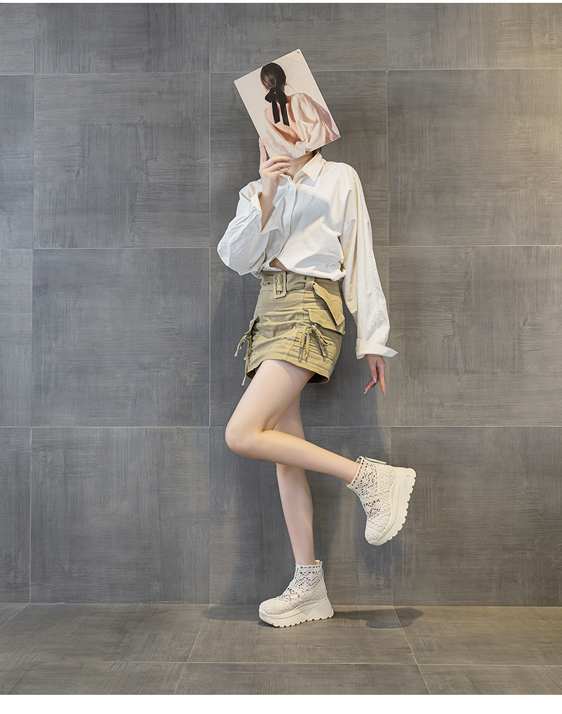 Giày sneaker nữ đế dày lưới ren hở mũi phong cách thể thao thời trang — Be 5067, Vang 5067, Den 5067 chi tiết 17
