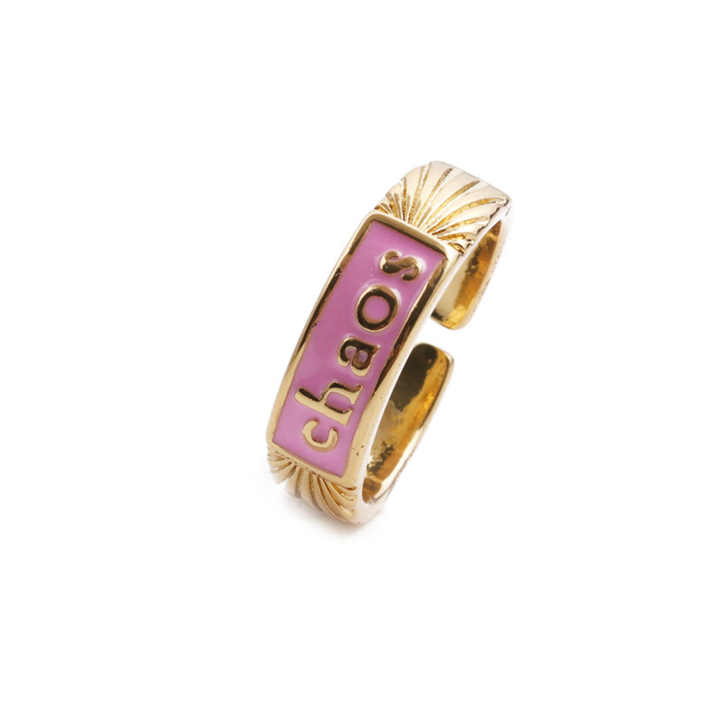 Nihaojewelry Simple Letters Dripping Oil Copper Inlaid Zircon Ring Wholesale Jewelry display picture 1