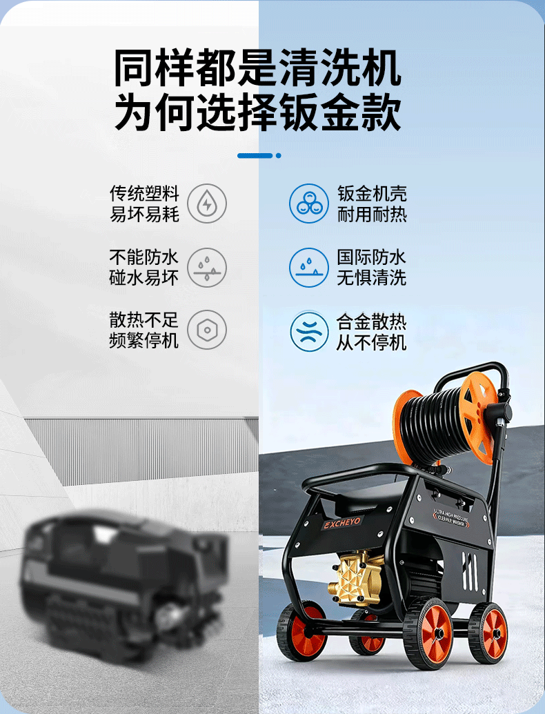 Factory Direct Sales 220V Portable Car Wash Water Gun Household High-Pressure Cleaning Machine Portable High-Power Powerful Car Wash Machine