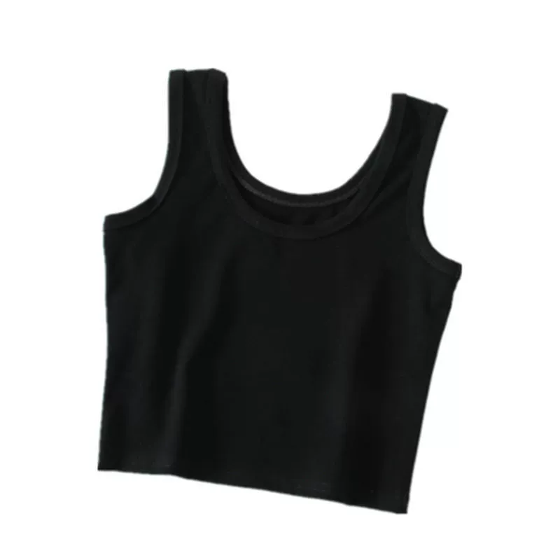 Tank top, elastic fitted white underwear as outerwear, lifting effect