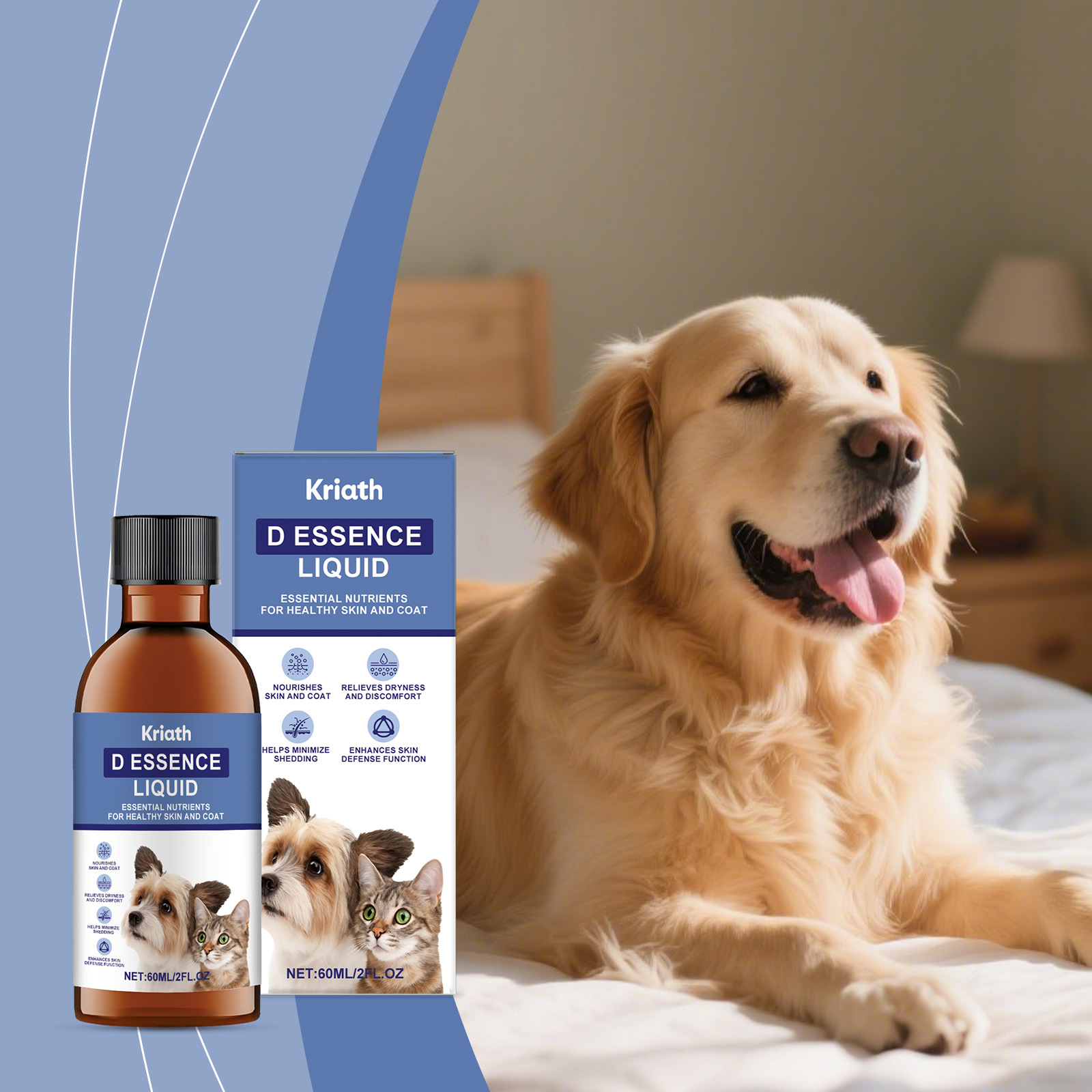 Kriath Pet Hair Care Solution Gentle Cleansing, Smoothing, Fluffing, and Anti-Tangle Care Solution for Pets