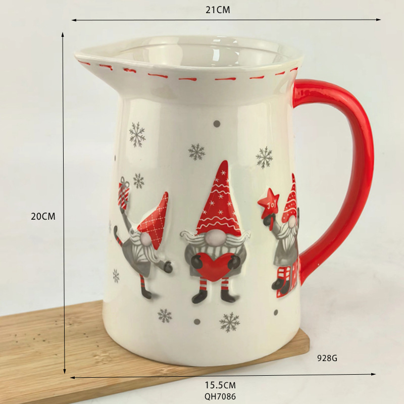 Papá Noel en stock cerámica olla de leche de dibujos animados de alta calidad olla de leche de color de nube blanca olla de pintura de Navidad set gran olla de leche