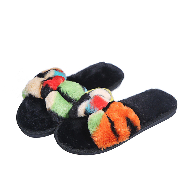 Bowknot Plush Slippers NSKJX74764