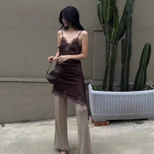 连衣裙吊带蕾丝跨境外贸2025欧美风女装 时尚气质性感蕾丝网纱