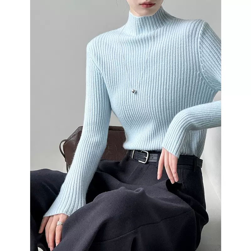 橘芷早秋新款半高领毛衣打底衫女秋冬新款长袖针织衫内搭神器2683