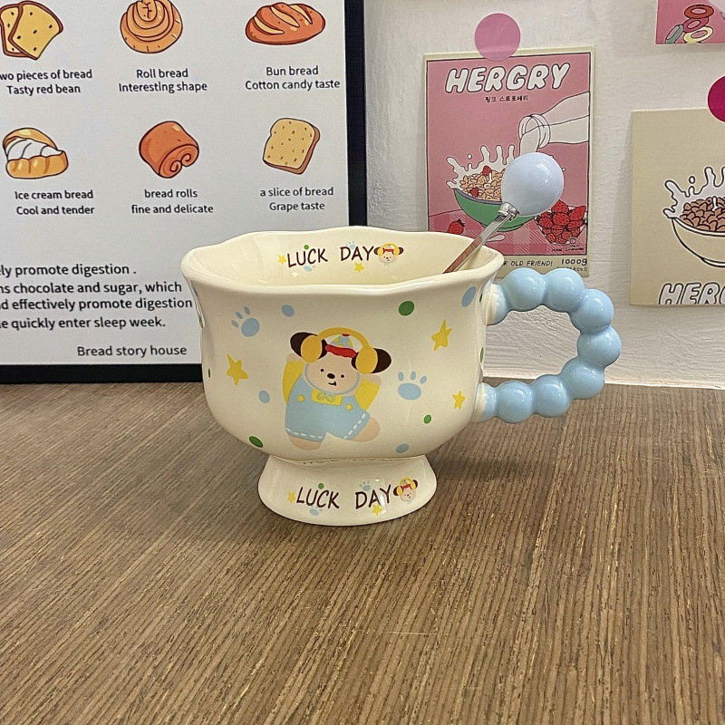 Taza de cachorro lindo Taza de alto valor Regalo de cumpleaños femenino Taza de cerámica Regalo de mano Taza de agua Café Taza de pareja