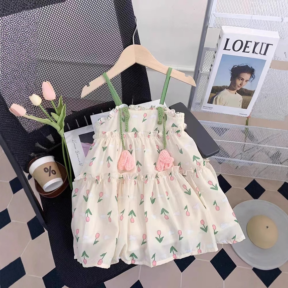 Girls Summer Dress 2025 New Fashionable Kidsren's Princess Dress Baby Chiffon Suspender Skirt Thin Section